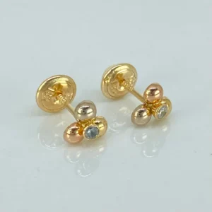 Topos Flor Circón Blanco Oro amarillo 18k 0,68 Gr / 6 mm